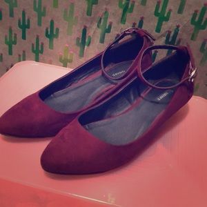 Burgundy forever 21 wedge strap flats.